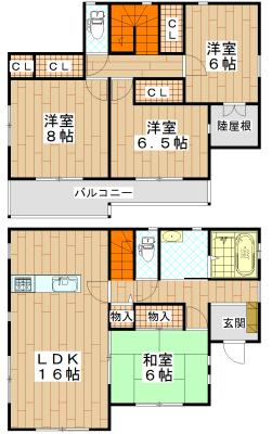 Floor plan. 24,800,000 yen, 4LDK, Land area 158.23 sq m , Building area 105.15 sq m