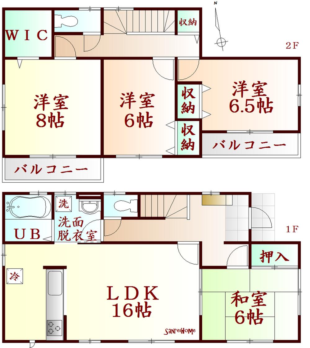 Floor plan. (3 Building), Price 29,650,000 yen, 4LDK, Land area 171.44 sq m , Building area 105.99 sq m
