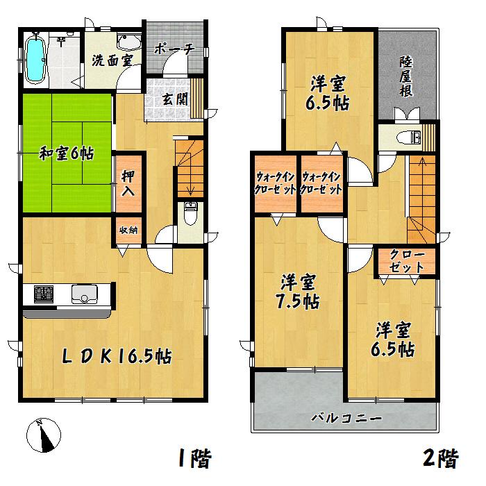 Floor plan. 23.8 million yen, 4LDK, Land area 178.65 sq m , Building area 105.98 sq m Taihaku Ku Kongosawa 1 Building