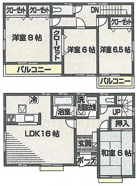 Floor plan. (4 Building), Price 32,800,000 yen, 4LDK, Land area 165.13 sq m , Building area 105.99 sq m