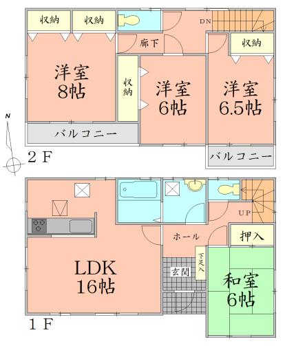 Floor plan. 32,800,000 yen, 4LDK, Land area 165.17 sq m , Building area 105.99 sq m