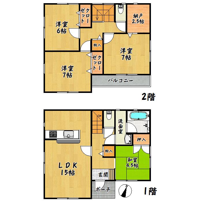 Floor plan. 27,900,000 yen, 4LDK + S (storeroom), Land area 165.41 sq m , Building area 96.79 sq m Taihaku Ku Kongosawa first