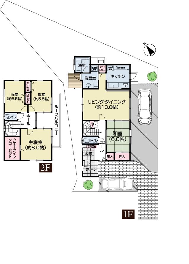 Floor plan. (A Building), Price 33,150,000 yen, 4LDK, Land area 208.9 sq m , Building area 108.61 sq m