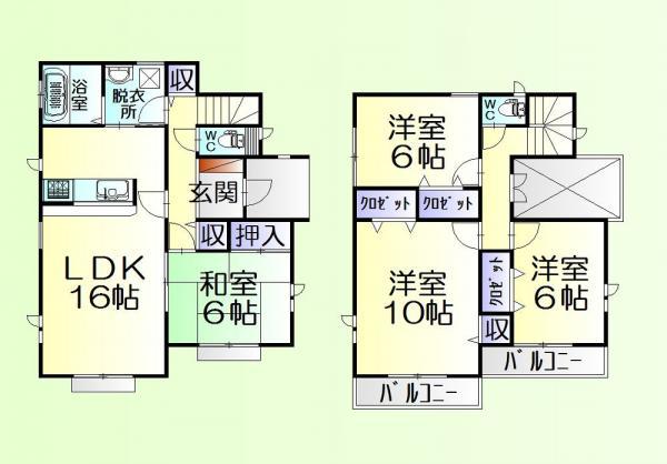 Floor plan. 39,800,000 yen, 4LDK, Land area 132.26 sq m , Building area 105.99 sq m