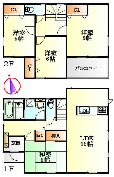 Floor plan. 30.5 million yen, 4LDK, Land area 169.38 sq m , Building area 105.98 sq m