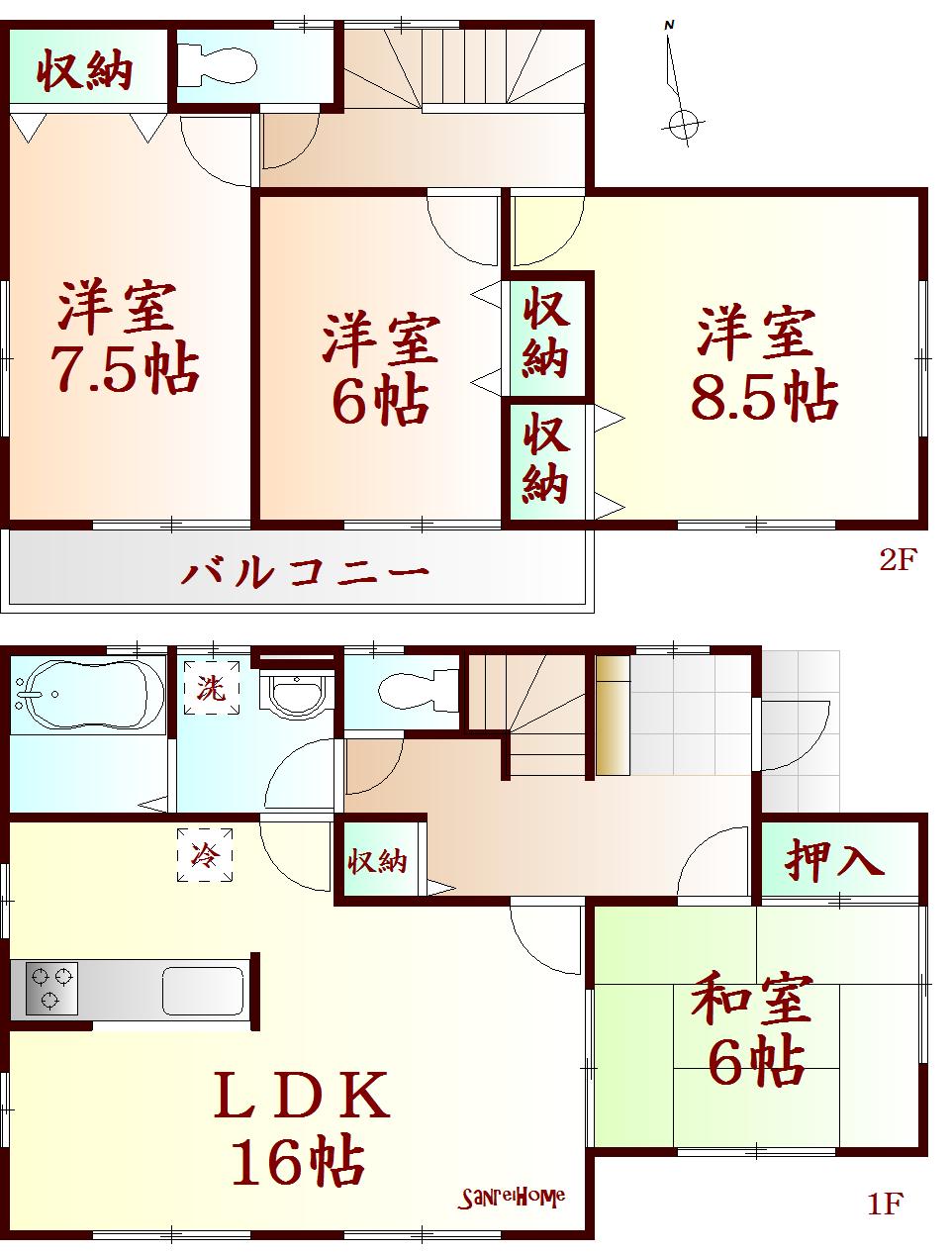 Floor plan. 39,300,000 yen, 4LDK, Land area 222.75 sq m , Building area 105.15 sq m
