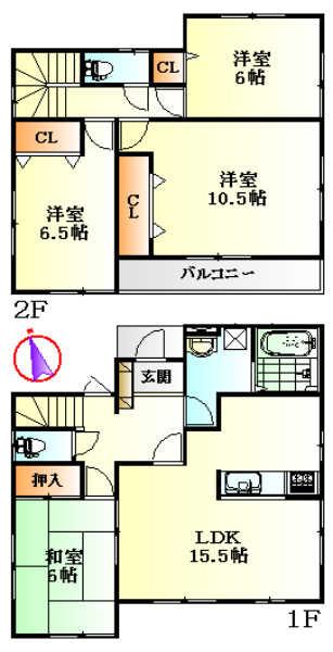 Floor plan. 27,800,000 yen, 4LDK, Land area 159.94 sq m , Building area 105.99 sq m