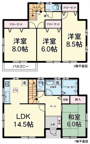 Floor plan. (Building 2), Price 24 million yen, 4LDK, Land area 170.44 sq m , Building area 105.99 sq m