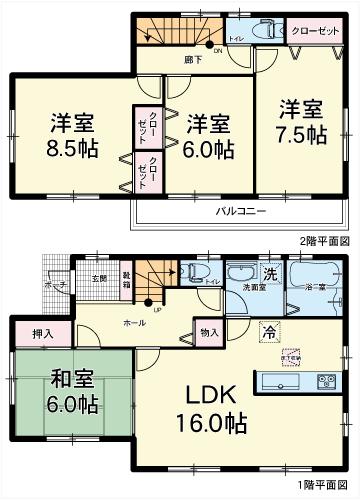Floor plan. (7 Building), Price 24.5 million yen, 4LDK, Land area 179.24 sq m , Building area 105.15 sq m