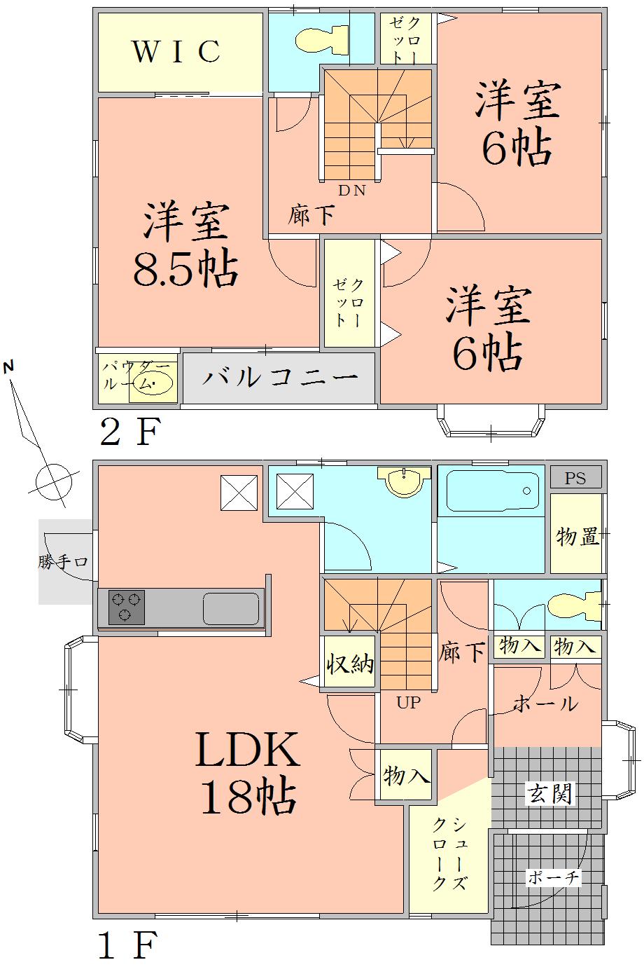 Floor plan. 35,500,000 yen, 3LDK, Land area 188.2 sq m , Building area 106.4 sq m