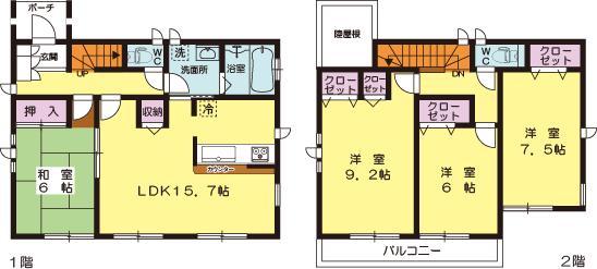 Floor plan. (Building 2), Price 29,800,000 yen, 4LDK, Land area 178.15 sq m , Building area 105.98 sq m