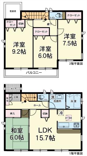 Floor plan. (Building 2), Price 29,800,000 yen, 4LDK, Land area 178.15 sq m , Building area 105.98 sq m