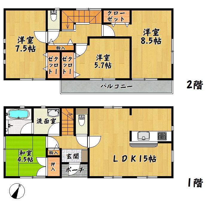Floor plan. 27,900,000 yen, 4LDK, Land area 200.69 sq m , Building area 95.17 sq m Taihaku Ku Kongosawa first