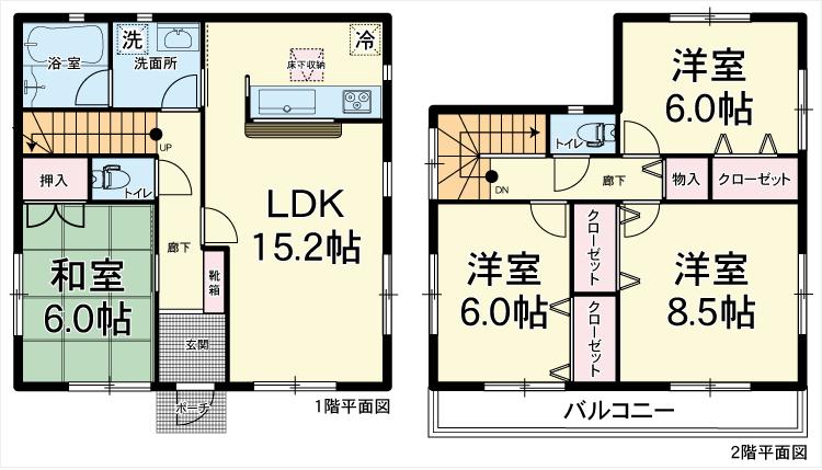 Floor plan. (1 Building), Price 27,900,000 yen, 4LDK, Land area 169.23 sq m , Building area 96.39 sq m