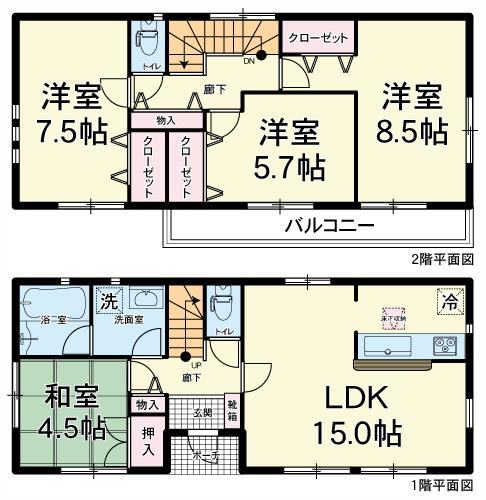 Floor plan. (3 Building), Price 27,900,000 yen, 4LDK, Land area 200.69 sq m , Building area 95.17 sq m