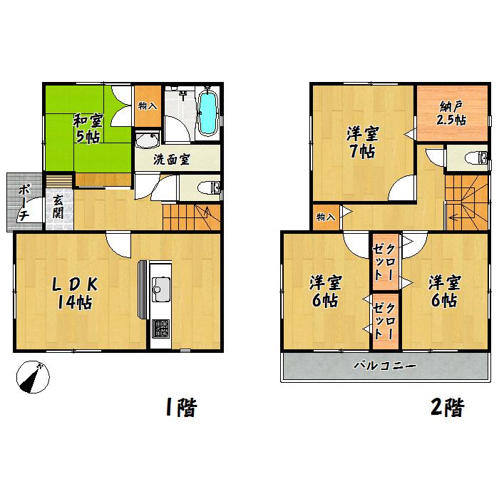 Floor plan. 25,900,000 yen, 4LDK + S (storeroom), Land area 133.11 sq m , Building area 93.55 sq m Taihaku Ku Kagitori second