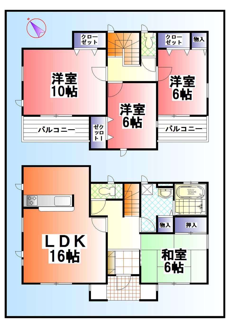 Floor plan. 39,800,000 yen, 4LDK, Land area 140.57 sq m , Building area 106.81 sq m