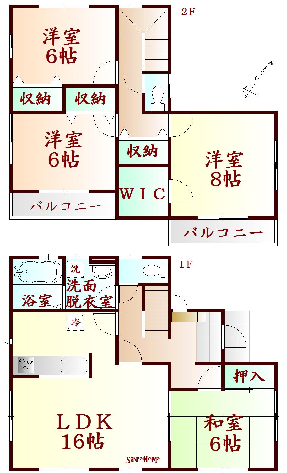 Floor plan. (1 Building), Price 24,800,000 yen, 4LDK, Land area 171.13 sq m , Building area 105.99 sq m