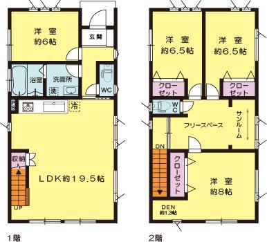 Floor plan. (B Building), Price 30.5 million yen, 4LDK, Land area 168.46 sq m , Building area 117.58 sq m