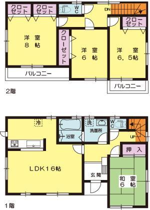 Floor plan. (4 Building), Price 32,800,000 yen, 4LDK, Land area 165.13 sq m , Building area 105.99 sq m