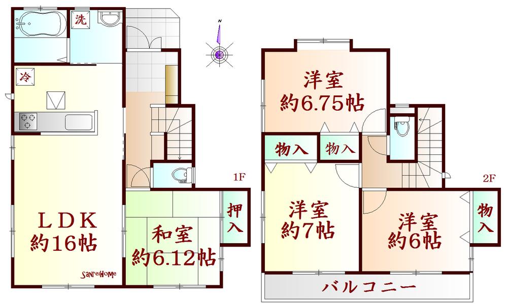 Floor plan. (1 Building), Price 26,800,000 yen, 4LDK, Land area 143.26 sq m , Building area 98.32 sq m