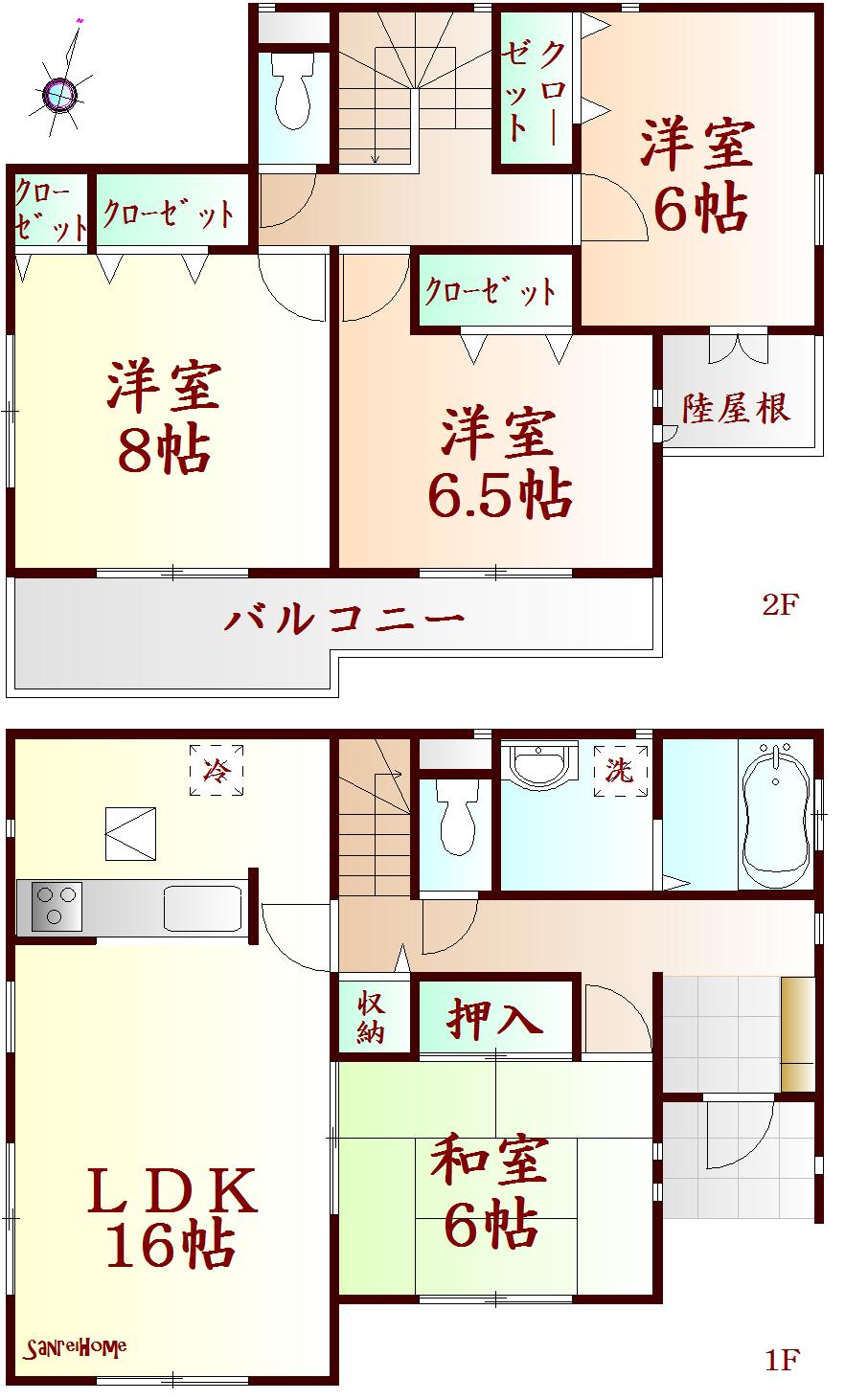 Floor plan. 24,800,000 yen, 4LDK, Land area 158.23 sq m , Building area 105.15 sq m