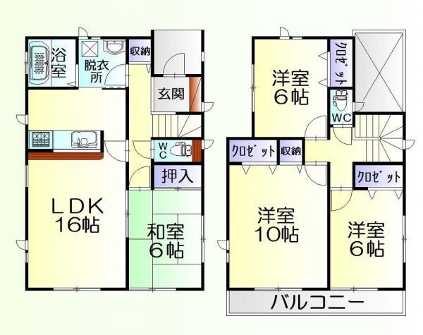 Floor plan. 30,800,000 yen, 4LDK, Land area 173.77 sq m , Building area 105.16 sq m