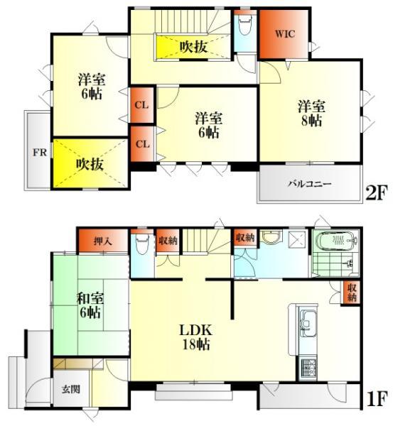 Floor plan. 28.5 million yen, 4LDK, Land area 210.57 sq m , Building area 110.12 sq m
