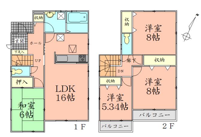 Floor plan. 24,800,000 yen, 4LDK, Land area 167.95 sq m , Building area 105.99 sq m