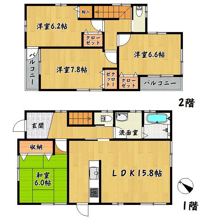 Floor plan. 29,800,000 yen, 4LDK, Land area 168.23 sq m , Building area 100.23 sq m Taihaku Ku Yagiyamahon cho Building