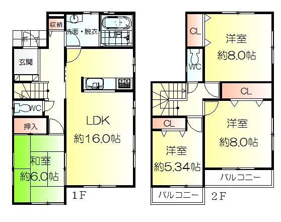 Floor plan. 24,800,000 yen, 4LDK, Land area 161.19 sq m , Building area 105.15 sq m