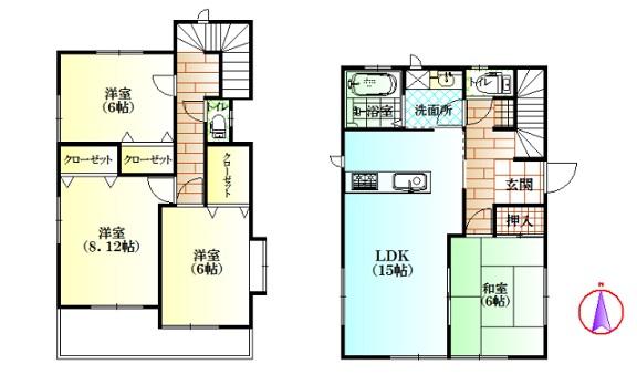 Floor plan. 24,200,000 yen, 4LDK, Land area 164.91 sq m , Building area 102.26 sq m