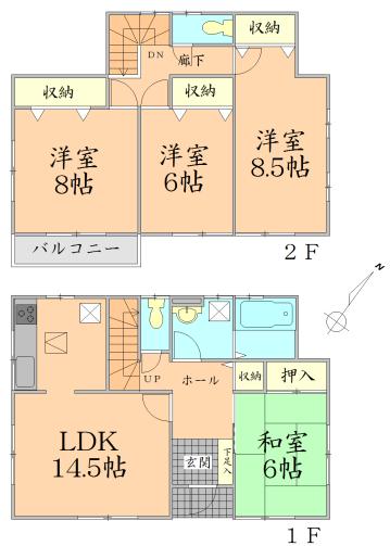 Floor plan. 24 million yen, 4LDK, Land area 170.44 sq m , Building area 105.99 sq m