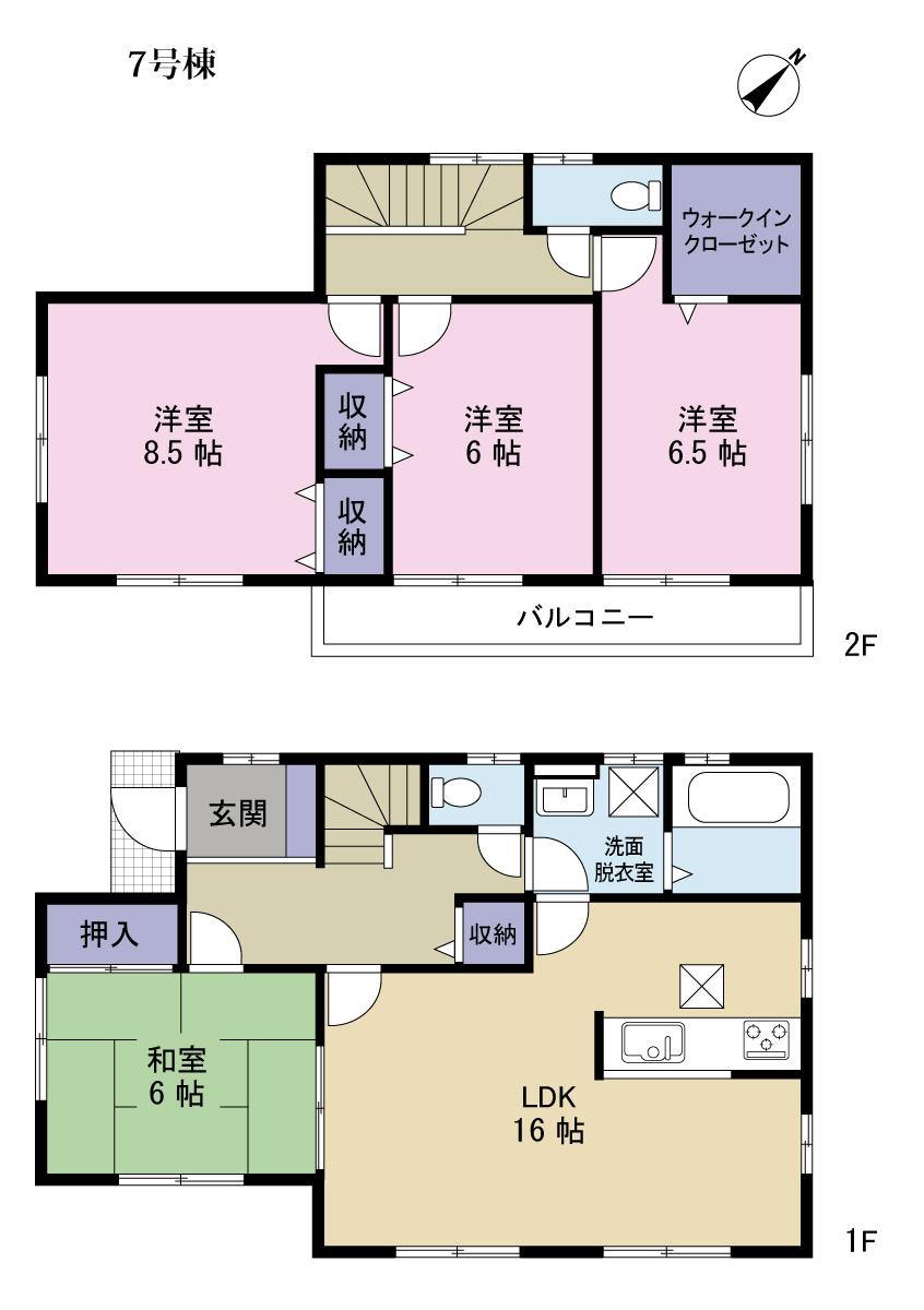 Floor plan. 24.5 million yen, 4LDK, Land area 179.24 sq m , Building area 105.15 sq m 7 Building Floor plan.