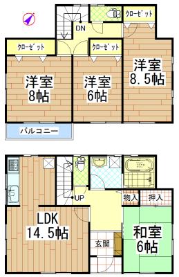 Floor plan. 24 million yen, 4LDK, Land area 170.44 sq m , Building area 105.99 sq m