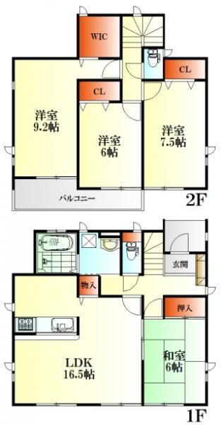Floor plan. 33,800,000 yen, 4LDK, Land area 213.73 sq m , Building area 106.41 sq m