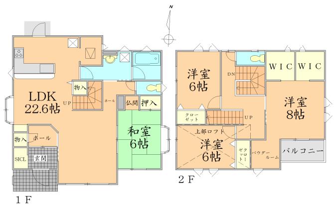 Floor plan. 42,800,000 yen, 4LDK + 2S (storeroom), Land area 257.38 sq m , Building area 135.79 sq m