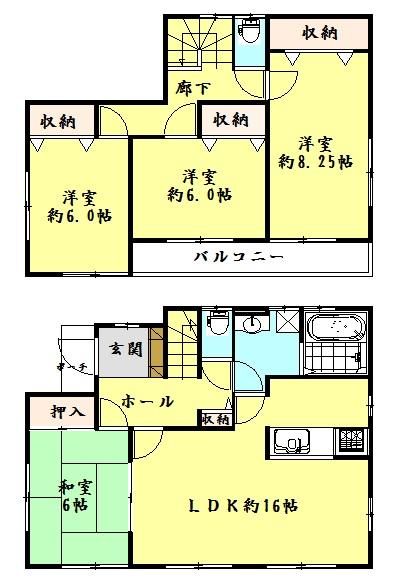 Floor plan. 28,300,000 yen, 4LDK, Land area 181.85 sq m , Building area 105.15 sq m
