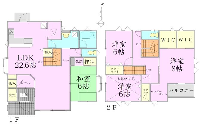 Floor plan. 42,800,000 yen, 4LDK + 2S (storeroom), Land area 257.38 sq m , Building area 135.79 sq m