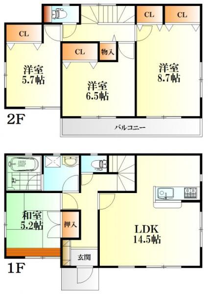 Floor plan. 27,900,000 yen, 4LDK, Land area 180.19 sq m , Building area 98 sq m