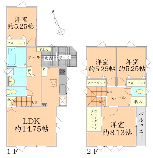 Floor plan. 36,800,000 yen, 4LDK + S (storeroom), Land area 148.36 sq m , Building area 101.02 sq m