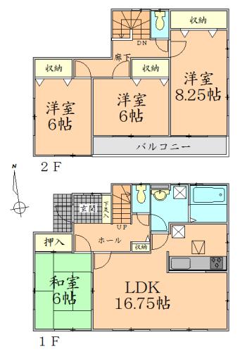 Floor plan. 28,300,000 yen, 4LDK, Land area 181.85 sq m , Building area 105.15 sq m