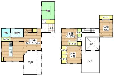 Floor plan. 33,800,000 yen, 4LDK, Land area 173.53 sq m , Building area 128.76 sq m