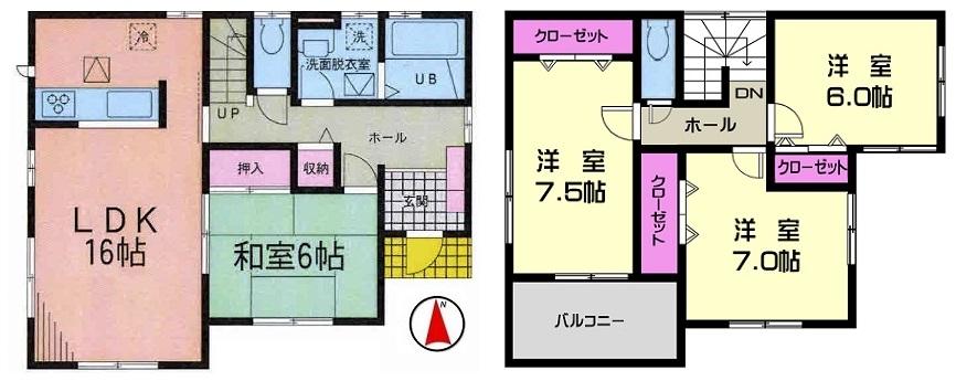 Floor plan. (4 Building), Price 28.8 million yen, 4LDK, Land area 183.99 sq m , Building area 104.33 sq m