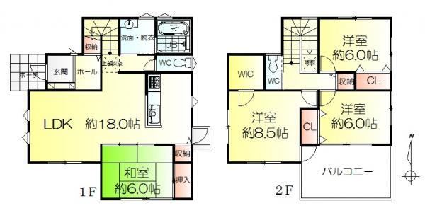 Floor plan. 33,800,000 yen, 4LDK, Land area 161.05 sq m , Building area 110.95 sq m