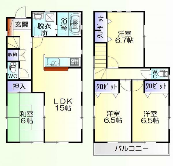 Floor plan. 20,900,000 yen, 4LDK, Land area 130.51 sq m , Building area 93.96 sq m
