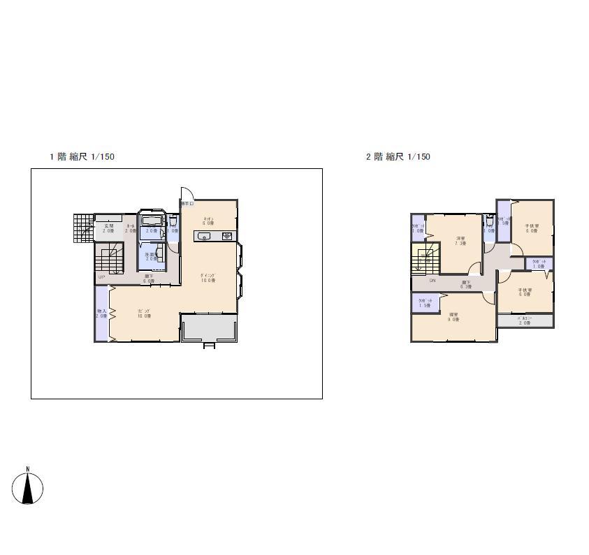 Building plan example (floor plan). Building plan example building price rate 12 million yen, Building area of approximately 104 sq m