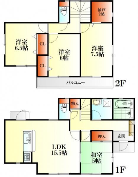 Floor plan. 23,900,000 yen, 4LDK, Land area 194.22 sq m , Building area 98.01 sq m