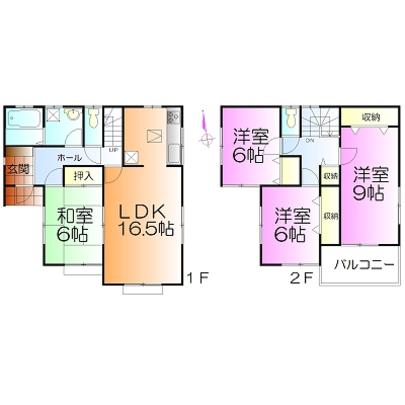 Floor plan. 21,800,000 yen, 4LDK, Land area 206.78 sq m , Building area 105.99 sq m