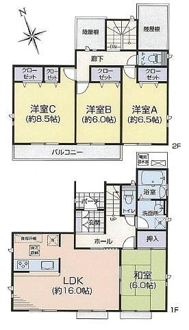 Floor plan. (5 Building), Price 24,800,000 yen, 4LDK, Land area 173.88 sq m , Building area 105.16 sq m
